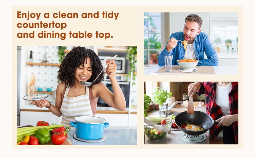 Queekay 6 Pcs Artisanal Wooden Coasters Trivets Set for Hot Pots and Pans Christmas Housewarming Gifts New Home 7" Farmhouse Pot Holder Trivets for New Apartment Home Buyers Presents(Ocean)