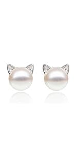 S.Leaf 925 Sterling Silver Cat Necklace Jewelry for Women Trendy Dainty Charm Pendant Necklaces Best Friend Birthday Gifts for Her Sister Mom Wife Womens