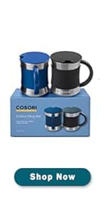 COSORI Coffee Mug Warmer & Mug Set for Desk, Cup Heater, Office & Christmas Gifts, 1°F Precise Temperature Control, Touch Tech & LCD Digital Display (77-194℉), 304 Stainless Steel, Silver/Black