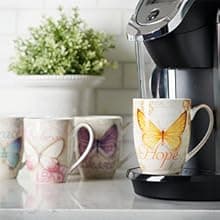 Christian Art Gifts Botanic Purple Butterfly Ceramic Coffee Mug Inspirational Coffee Cup for Women & Men 12 oz. Lead-free Microwave and Dishwasher Safe Coffee Mug with Bible Verse: Blessed - Jer. 17:7