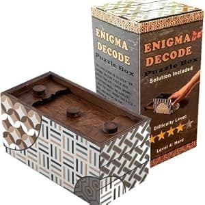 Puzzle Box Enigma Secret Discovery - Money and Gift Card Holder in a Wooden Magic Trick Lock with Hidden Compartment Piggy Bank Brain Teaser Game