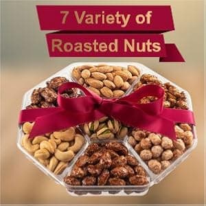Holiday Christmas Nuts Gift Basket - Assortment of Sweet & Roasted Salted Gourmet Nuts - Assorted Food Gift Box for Christmas, Holiday, Family, Sympathy, Men & Women.