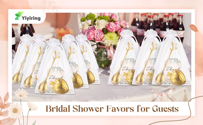 25 Sets Bridal Shower Tea Party Favor for Guest Leaf Tea Spoon Heart Shape Infuser Ball for Loose with Thank You Card Organza Bag Wedding Souvenir Gift(Silver)