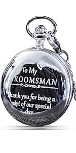 FJ FREDERICK JAMES Wedding Pocket Watches for Groomsman, Best Man, Groom, Father of The Bride & Groom I Silver Engraved I Complete Their Wedding Attire