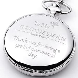 FJ FREDERICK JAMES Wedding Pocket Watches for Groomsman, Best Man, Groom, Father of The Bride & Groom I Silver Engraved I Complete Their Wedding Attire