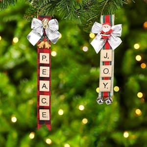 Christmas Ornaments Tree Decorations Personalized Crafts for Girls Adults Kids Kit DIY Ribbon Letter Tiles Bells Rustic Stockings Name Tags Hanging Xmas Decor for Gifts Wreath Room Holiday