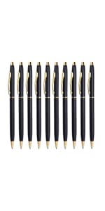 Cambond Ballpoint Pens Bulk Pens - Sliver Metal Pen Nice Luxury Pens for Men Business Office Police Comfortable Writing Twist Retractable 1.0 mm Medium Point Nice Pen, 5 Pack (Silver)