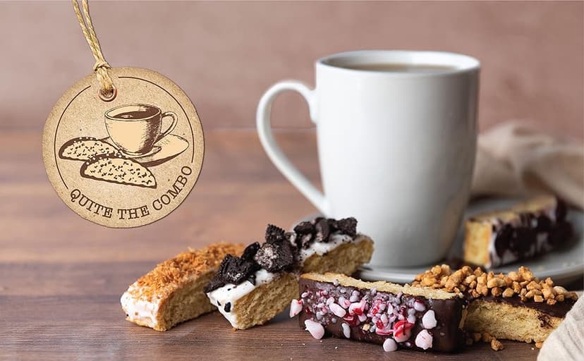 5 Valentines Chocolate Biscotti Gift Box, Gourmet Cookie Gift Basket for Food Delivery, Fancy Cookies Gift Ideas for Women, Men, Wife Girlfriend