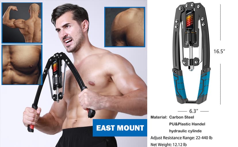 EAST MOUNT Twister Arm Exerciser - Adjustable 22-440lbs Hydraulic Power, Home Chest Expander, Shoulder Muscle Training Fitness Equipment, Arm Enhanced Exercise Strengthener.