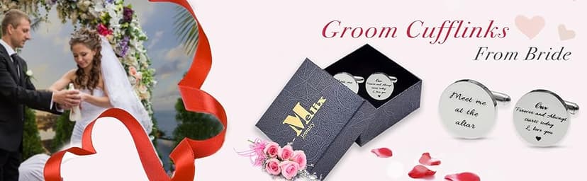 Melix Home Stainless Steel CuffLinks for Men Groom Meet Me at The Altar Wedding Gifts Cuff Links