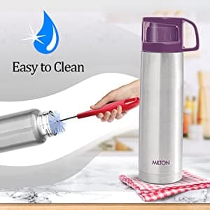 Milton Thermos for Hot Drinks 1000 ml (34 oz), 24 Hours Hot and Cold, Stainless Steel Water Bottle, Double Walled Vacuum Insulated Flask for Hot Coffee, Thermosteel, Leak Proof, Glassy, Purple
