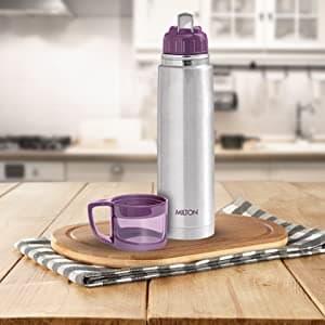 Milton Thermos for Hot Drinks 1000 ml (34 oz), 24 Hours Hot and Cold, Stainless Steel Water Bottle, Double Walled Vacuum Insulated Flask for Hot Coffee, Thermosteel, Leak Proof, Glassy, Purple