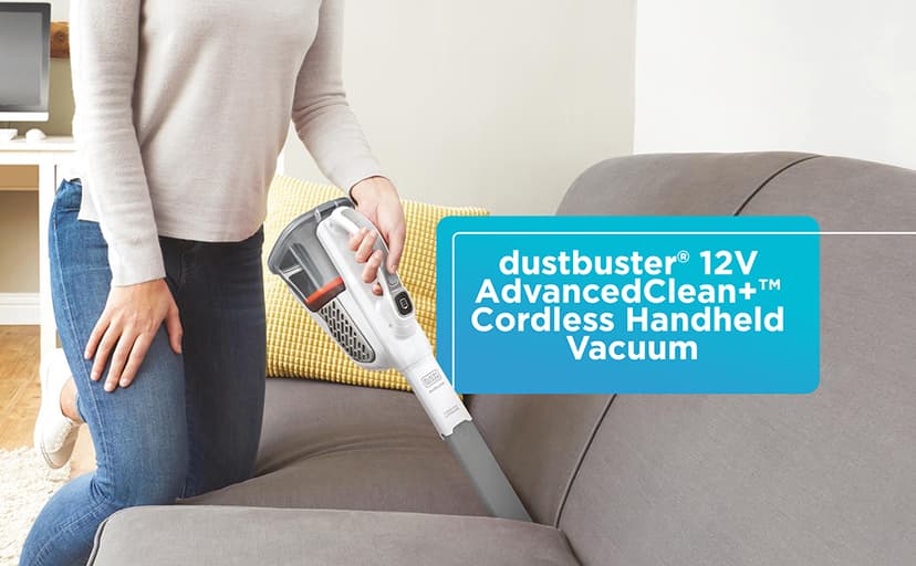 BLACK+DECKER Dust Buster Hand Held Vacuum Cordless Rechargeable, Portable Vacuum for Car, Extended Runtime, Powerful Suction, Extra Long Crevice Tool, AdvancedClean+ (HHVK320J10)