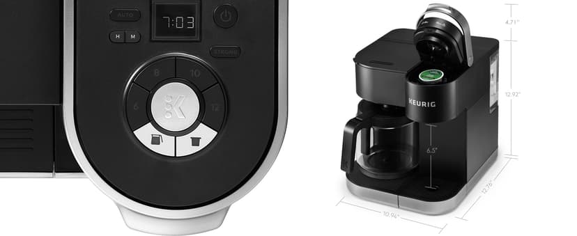Keurig K-Duo Single Serve K-Cup Pod & Carafe Coffee Maker, with Multiple Brew Sizes, 60oz Removable Reservoir, Programmable Auto Brew Carafe, (Gen 1), Black