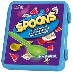 Spoons in a Case, Card Games for Kids - Spoons Game, Fun Family Games for Kids and Adults, Game Night, Travel Games, 3-6 Players, Ages 7+