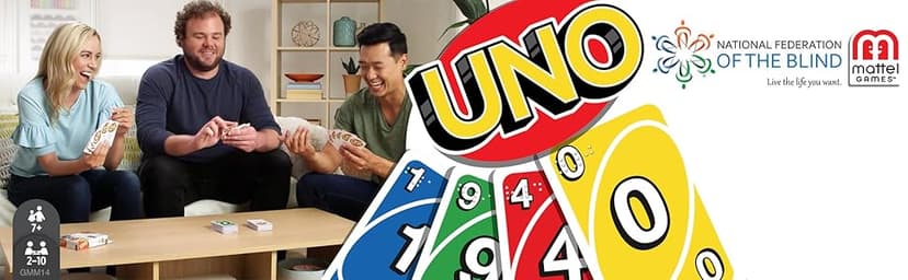 Mattel Games UNO Braille Card Game with Cards Specially Designed for Blind & Low-Vision Players for Kids, Adults, Family Nights & Parties