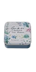 Christian Art Gifts Scripture Prayer Cards In Tin | Grace Notes For Today – 50 Double Sided Cards | Bible Verse Encouraging Gift for Women