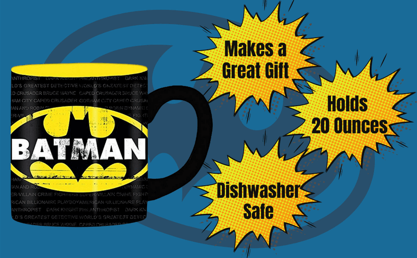 Silver Buffalo DC Comics Batman Logo Ceramic Mug, 20 Ounces