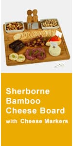 Picnic at Ascot Personalized Monogrammed Laser Engraved Hardwood Board for Cheese & Appetizers - Includes 4 Cheese Knives, Cheese Markers & Ceramic Dish - Designed in California