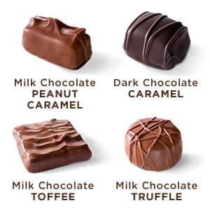 Russell Stover Caramel and Nuts in Milk and Dark Chocolate, Mother's Day Chocolate Gift Box, 9.4 Ounce
