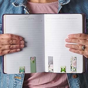 Christian Art Gifts Set of 6 Beloved Scripture Favorites with Abstract Scenic Bookmark Rectangular Folded Magnetic Pastel Design Inspirational Magnetic Bible Verse Bookmark, Size Small 2.3" x 0.8"