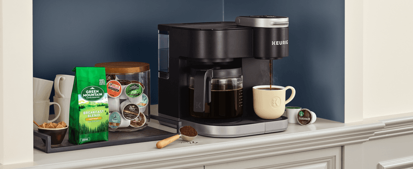 Keurig K-Duo Single Serve K-Cup Pod & Carafe Coffee Maker, with Multiple Brew Sizes, 60oz Removable Reservoir, Programmable Auto Brew Carafe, (Gen 1), Black