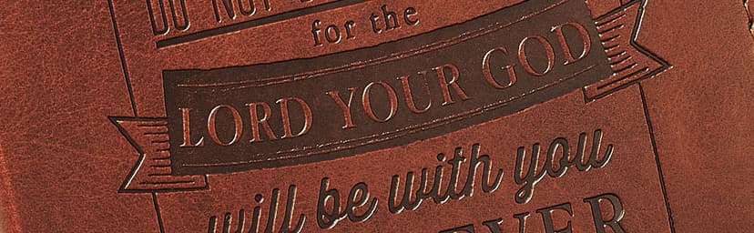 Christian Art Gifts Classic Handy-sized Journal Be Strong and Courageous Joshua 1:9 Bible Verse Inspirational Scripture Notebook w/Ribbon, Faux Leather Flexcover 240 Ruled Pages, 5.7" x 7", Brown