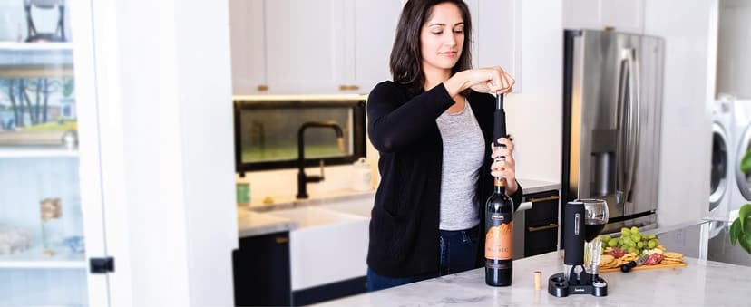 Ivation Wine Gift Set – Includes Electric Opener, Aerator, Vacuum Preserver, 2 Stoppers, Foil Cutter & Charging Base