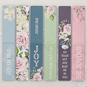 Christian Art Gifts Set of 6 Beloved Scripture Favorites with Abstract Scenic Bookmark Rectangular Folded Magnetic Pastel Design Inspirational Magnetic Bible Verse Bookmark, Size Small 2.3" x 0.8"