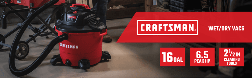 CRAFTSMAN CMXEVBE17595 16 Gallon 6.5 Peak HP Wet Dry Vac, Heavy-Duty Shop Vacuum Wet and Dry with Filter, Dust Bag, Hose and Attachments for Home Projects & Renovations