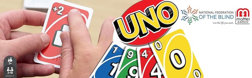 Mattel Games UNO Braille Card Game with Cards Specially Designed for Blind & Low-Vision Players for Kids, Adults, Family Nights & Parties