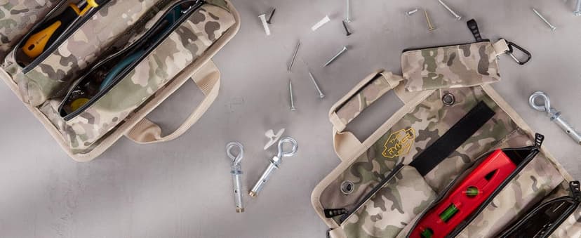 The Ryker Roll Up Tool Bag Organizer Gifts for Dad. Heavy Duty Motorcycle Tool Roll Bag Organizer. Portable Rollup Toolbag w/Detachable Pouches - Tools Bags Mens gifts for him - Mechanic & Electrician