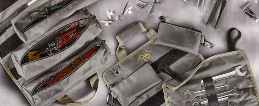 The Ryker Roll Up Tool Bag Organizer Gifts for Dad. Heavy Duty Motorcycle Tool Roll Bag Organizer. Portable Rollup Toolbag w/Detachable Pouches - Tools Bags Mens gifts for him - Mechanic & Electrician