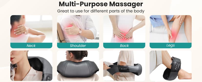 Nekteck Shiatsu Neck and Back Massager with Soothing Heat, Shoulder Massager for Pain Relief Deep Tissue, Electric 3D Kneading Massage Tools for Leg Body Muscle, Corded Power, Gifts for Him Her