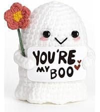 You're My Boo Buddy Cute Halloween Spooky Gifts - Funny & Romantic Handmade Crochet Ghost Plush Decor for for Girlfriend, Boyfriend, Couples, Her, Him, Friends, Valentine,Christmas Stocking Stuffer