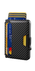 SEMORID Slim Aluminum Card Holder Wallet for Men, Durable Expandable Backplate, RFID Blocking Minimalist Metal Pop Up Wallet, Holds 12+ Cards Plus Cash (Black)