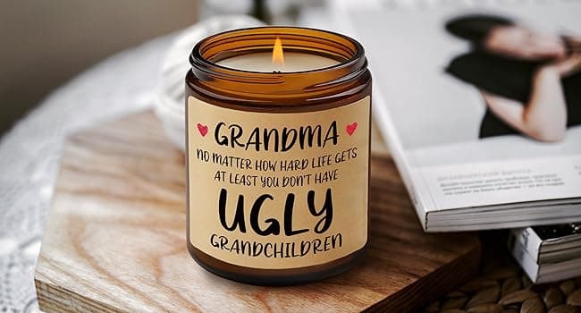 Niyewsor Grandma Gifts, Grandparents Day Gifts for Grandma, Lavender Scented Soy Wax Candle, Grandmas Birthday Gift from Grandchildren Granddaughter Grandkids, Handmade, 7oz