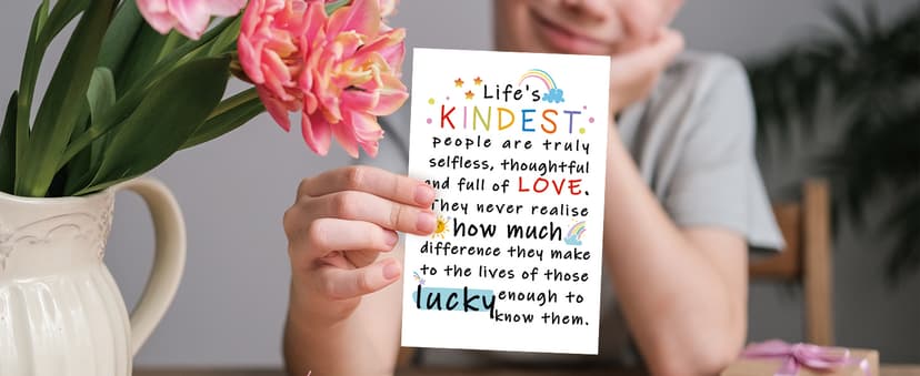 YiKaLus Cute Appreciation Card for Kindest Person, Great Thank You Card with Envelope for Women Men, Sweet Friendship Gift for Friends Classmates, Best Thank You Gift Ideas for Mom Dad