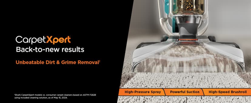 Shark CarpetXpert with StainStriker Upright Carpet, Area Rug & Upholstery Cleaner with Pet Mess Extractor Tool, Perfect for Pets, Carpet Shampooer, 3 Cleaning Tools, Cleaning Solutions, White, EX201