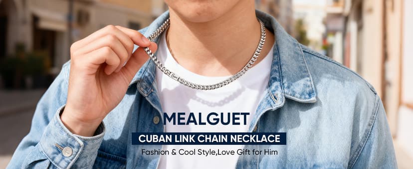 MEALGUET Stocking Stuffers 2025 Idea for Teen Boys Brother Son Grandson Love You Forever Engraved Stainless Steel Cuban Link Chain Necklace for Men Curb Chains Necklaces Jewelry Gift with Card