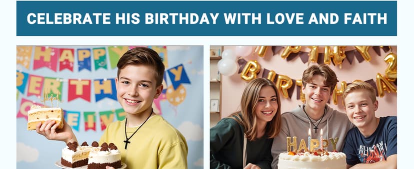 Happy Birthday Gifts for Boys 8-18 Years Old, Black Cross Necklace with Bible Verse Joshua 1:9 for Son, Grandson, Nephew, Friend