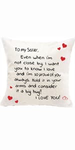 Anrkets Two Sided Printing Lover Pillow Cover I Love You Hug This Pillow Until You Can Hug Me, Valentine's Day Birthday Gifts for Girlfriend Cotton Linen Square Decorative Waist Pillowcase 18"x 18"
