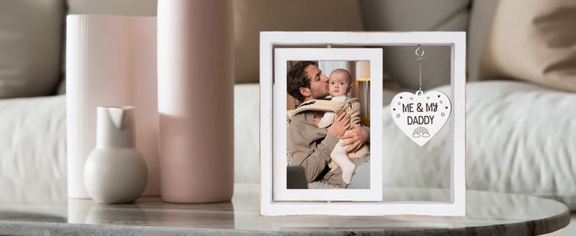 New Dad Gifts, First Time Dad Gifts, Me and My Daddy Picture Frame, Baby Gift for Daddy,Room Decor Vintage Style,Baby Gender Neutral Rotating Photo Frame 4x6