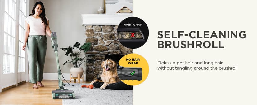 Shark Detect Ultralight Corded Stick Vacuum with Direction Detect and Self-Cleaning Brushroll, Powerful Hair Pickup, Ultra-Lightweight, Crevice & Upholstery Tool Included, Evergreen, HZ752