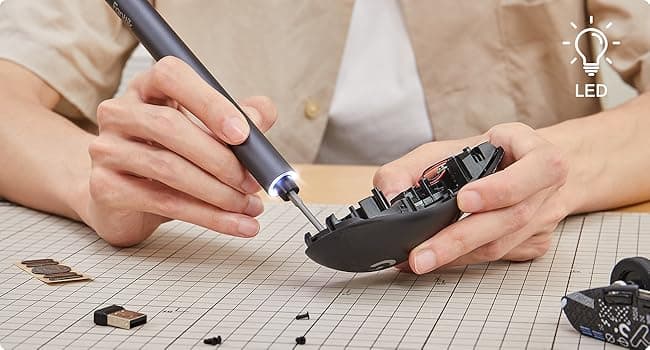 Fanttik E1 Max Electric Screwdriver, Mini Precision Screwdriver Set, 50 Magnetic Bits, Magnetic Storage, 5/32‘’Hex, Repair Tool Kit for Electronics Phone Camera Laptop Watch (Grey)