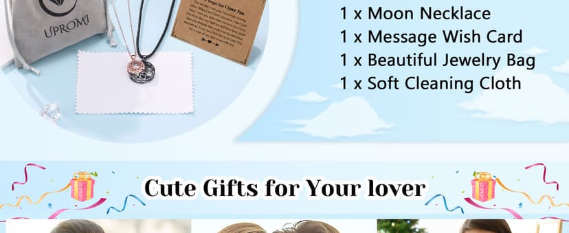 UPROMI Couple Necklace for Boyfriend/Girlfriend/Husband/Man/Soulmate, Anniversary Christmas Birthday Wedding Gifts for Him Her