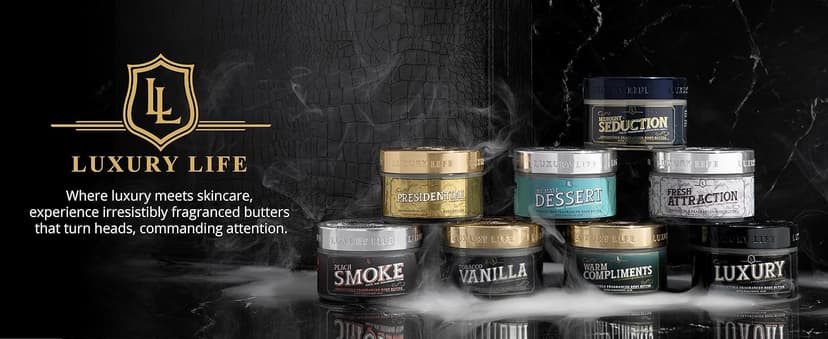 LUXURY LIFE Bed Butter - Scented, Luxurious Body Butter With All-Natural Hyaluronic Acid For Soft, Glowing, Hydrated Skin For Men & Women - Suitable For All Skin Types (Midnight Seduction, 5 oz)