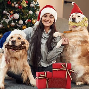 2 Pack Dog Chew Toys for Aggressive Chewers,Boredom and Stimulating Best Dog Toys for Medium/Large Breed,Tough Almost Indestructible Dog Bones for Teeth Cleaning and Training