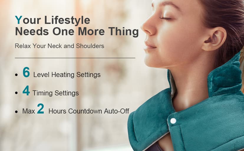 Heating Pad for Neck and Shoulder Pain Relief, Birthday Christmas Gifts for Women Mom Wife, 2lb Heated Neck Wrap Warmer for Daily Comfort, 6 Heat Settings 2 Hours Auto Shut Off, 17x23 inch, Blue