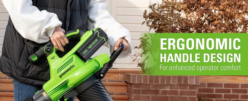 Greenworks 40V (230 MPH / 505 CFM) Cordless Brushless Leaf Blower/Vacuum with Bag, High Power, Lightweight & Quiet for Yard Debris Cleanup, Includes 5.0Ah Battery & Charger